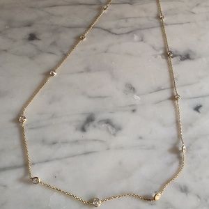 beautiful long crystal and gold chain